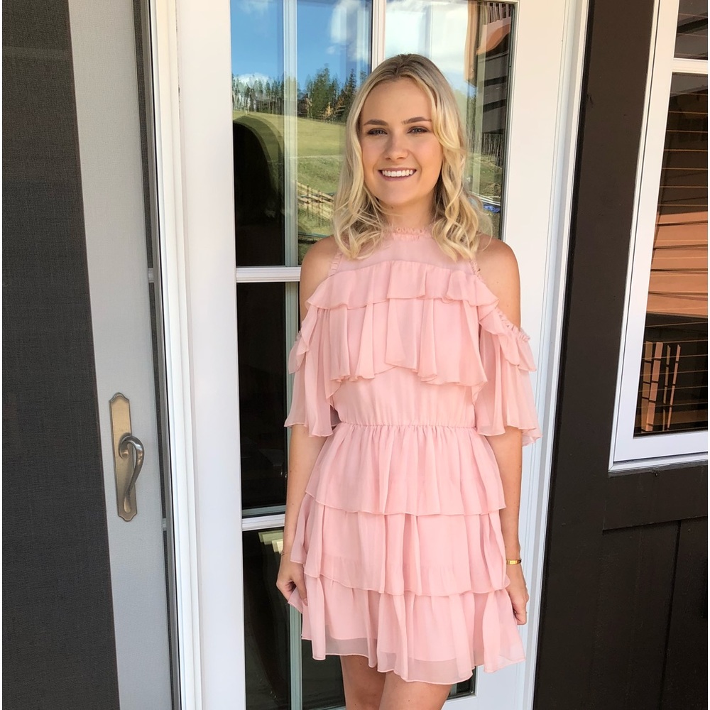 Alice and Olivia pink ruffle dress size S worn once